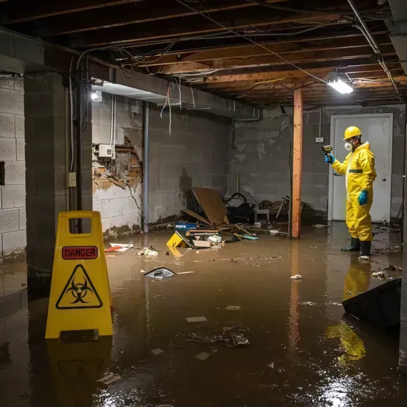 Flooded Basement Electrical Hazard in Waterman, IL Property